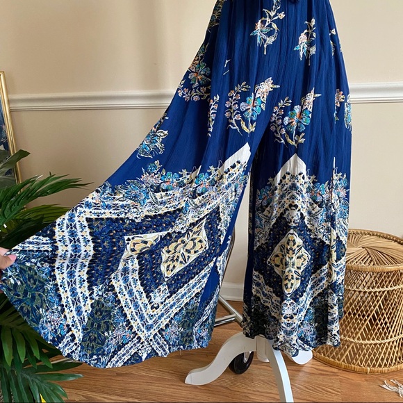 Free People Blue Boho Cut Out Cropped Jumpsuit XS - Picture 5 of 14